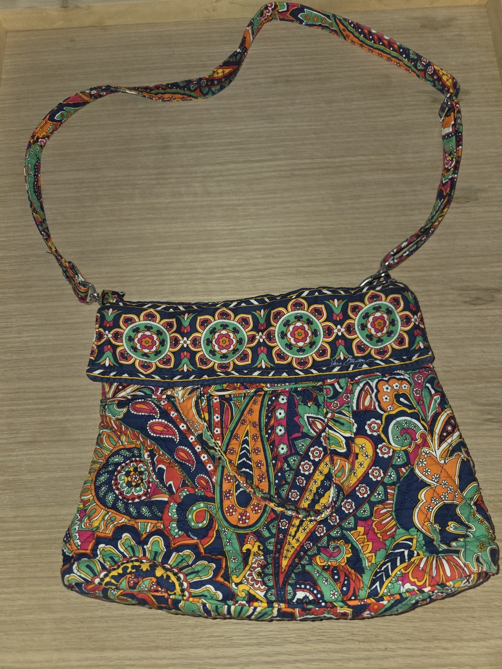 Vera Bradley Navy Multicolor Paisley Quilted Shoulder Crossbody